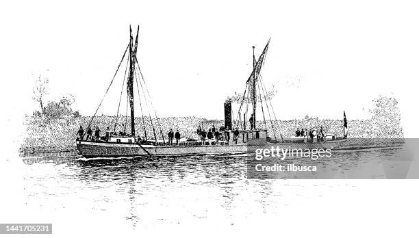 antique image: navigation of the river loire - loire valley 幅插畫檔、美工圖案、卡通及圖標