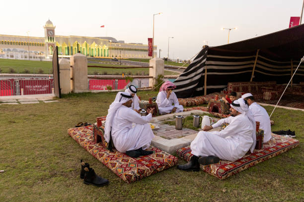 Men during a break near Doha Corniche ahead of the FIFA World Cup Qatar 2022 at on November 15, 2022 in Doha, Qatar.