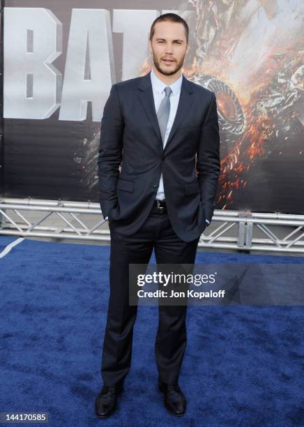 Actor Taylor Kitsch arrives at the Los Angeles Premiere "Battleship" at the Nokia Theatre L.A. Live on May 10, 2012 in Los Angeles, California.