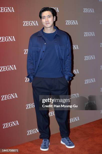 Choi Si-Won aka Siwon of South Korean boy band Super Junior attends the photocall for 'ZEGNA' pop-up store opening at shinsegae department store on...