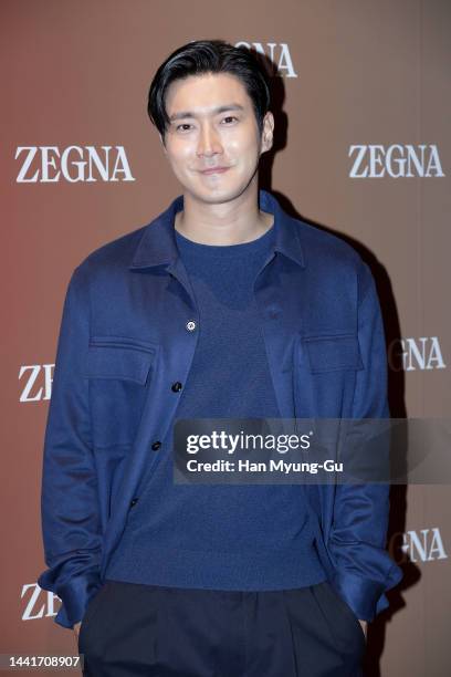 Choi Si-Won aka Siwon of South Korean boy band Super Junior attends the photocall for 'ZEGNA' pop-up store opening at shinsegae department store on...