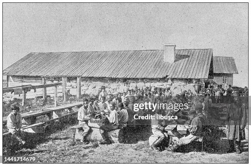 Antique image: Solovetsky Monastery, meal Antique image: Solovetsky Monastery, meal