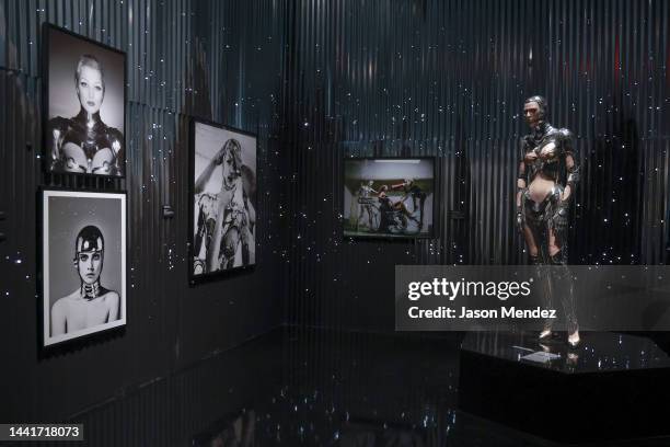 Thierry Mugler design is seen on display at the Thierry Mugler: Couturissime exhibition at Brooklyn Museum on November 15, 2022 in New York City.