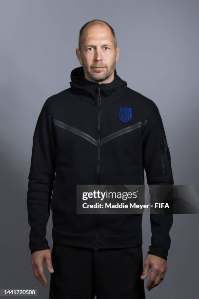 Gregg Berhalter of United States poses during the official FIFA World Cup Qatar 2022 portrait session at on November 15, 2022 in Doha, Qatar.