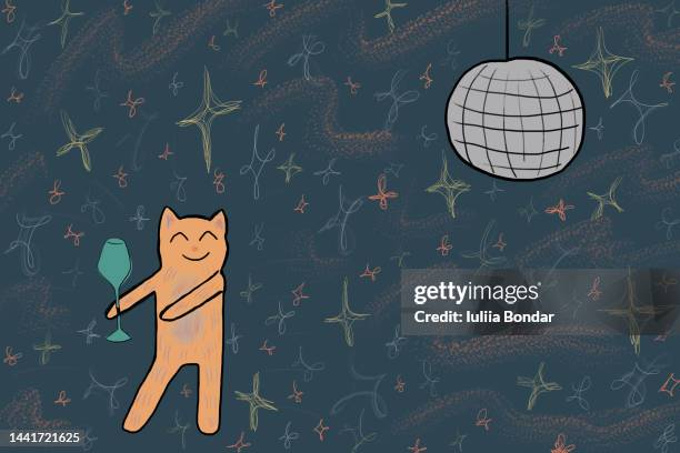 Cat Dancing At Disco, Stockfoto