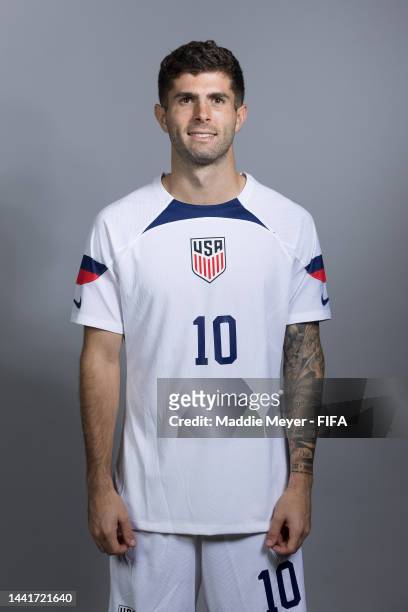 Christian Pulisic of United States poses during the official FIFA World Cup Qatar 2022 portrait session at on November 15, 2022 in Doha, Qatar.