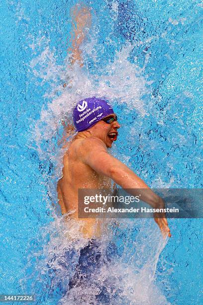 Paul Biedermann competes in the men's 200 m freestyle heads during day two of the German Swimming Championships 2012 at the Eurosportpark on May 11,...