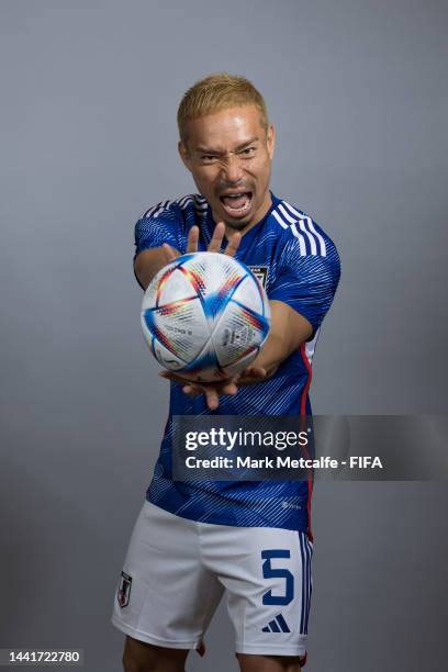 Yuto Nagatomo of Japan poses during the official FIFA World Cup Qatar 2022 portrait session on November 15, 2022 in Doha, Qatar.