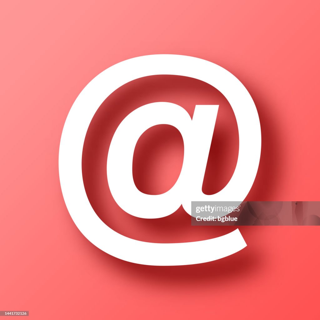 At. Icon on Red background with shadow