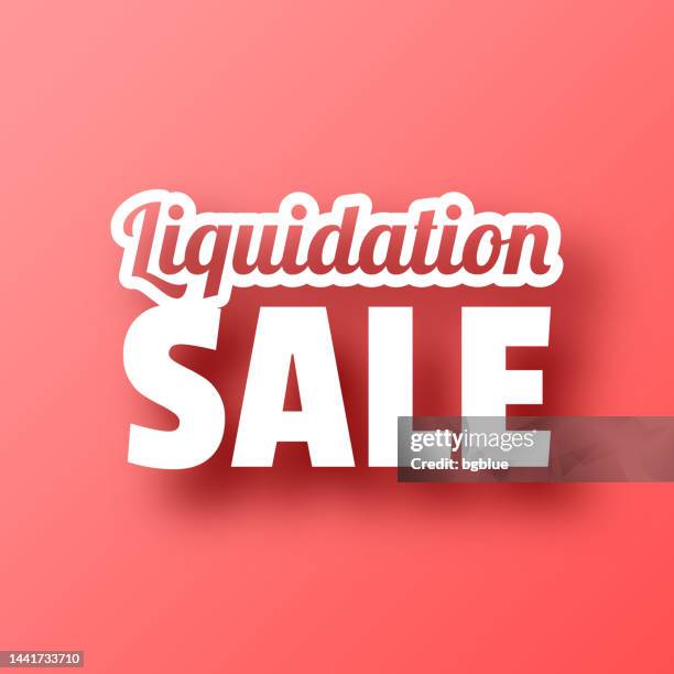 liquidation sale. icon on red background with shadow - liquidation stock illustrations