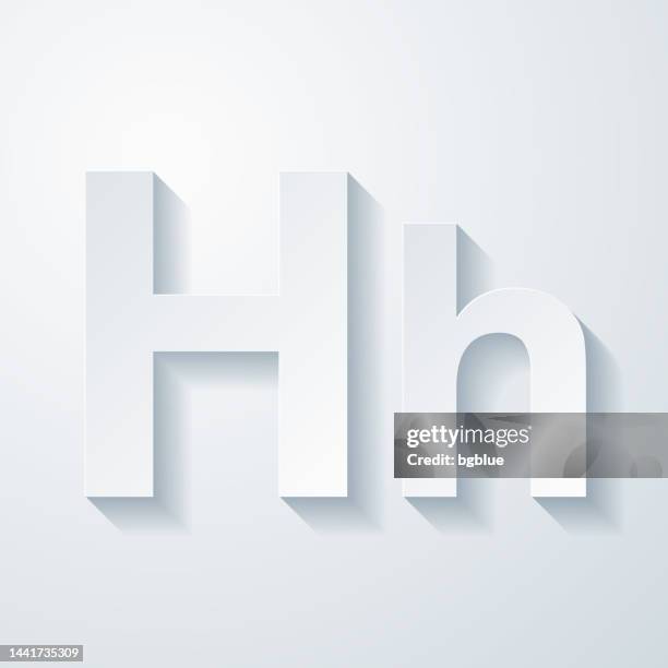 letter h - uppercase and lowercase. icon with paper cut effect on blank background - block letters stock illustrations