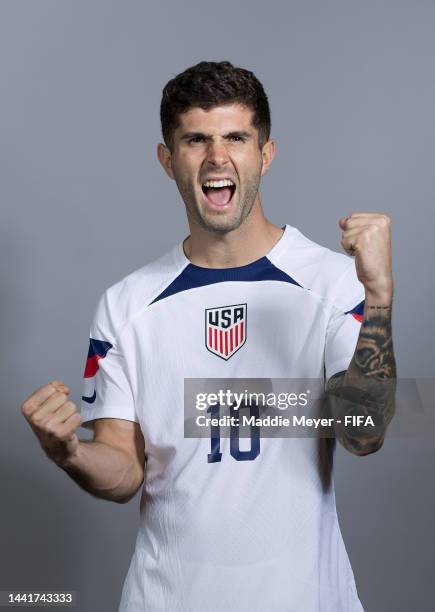 Christian Pulisic of United States poses during the official FIFA World Cup Qatar 2022 portrait session at on November 15, 2022 in Doha, Qatar.