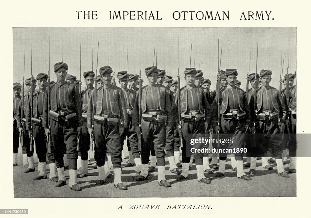 Imperial Ottoman army, Soldiers of a Zouave battalion, Military History, 1890s, 19th Century