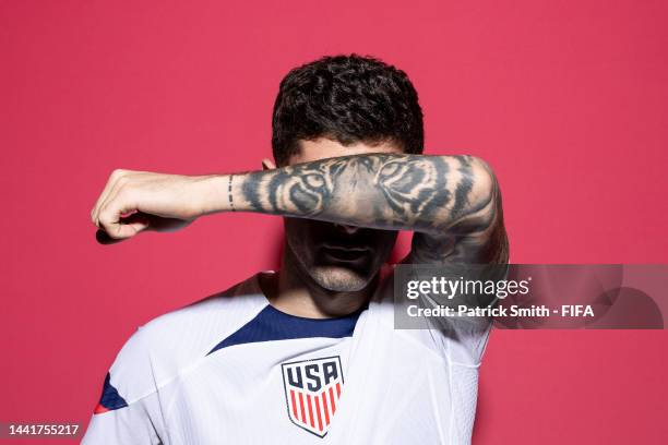 Christian Pulisic of United States poses during the official FIFA World Cup Qatar 2022 portrait session at on November 15, 2022 in Doha, Qatar.