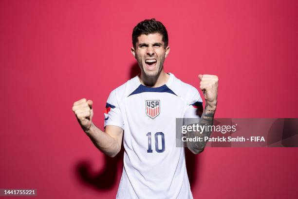 Christian Pulisic of United States poses during the official FIFA World Cup Qatar 2022 portrait session at on November 15, 2022 in Doha, Qatar.