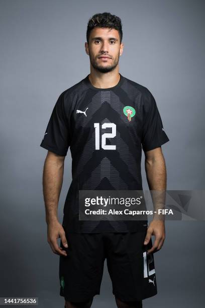 Munir El Kajoui of Morocco poses during the official FIFA World Cup Qatar 2022 portrait session on November 15, 2022 in Doha, Qatar.