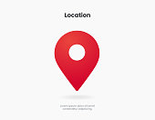 Target pin point icon. Red map location pointer icon symbol sign. Gps marker with isolated white background for mobile app website UI UX.