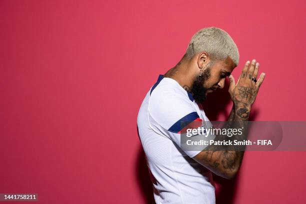 Deandre Yedlin of United States poses during the official FIFA World Cup Qatar 2022 portrait session at on November 15, 2022 in Doha, Qatar.