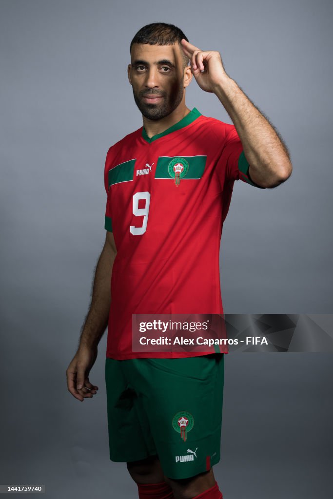 Hamdallah Abderrazak Hamdallah of Morocco poses during the official FIFA World ...