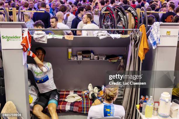 Roger Kluge of Germany and Team Schneider Electric prior to the Men's elite track cycling on day one of the 81st 6 Days Gent 2022 at The Kuipke...