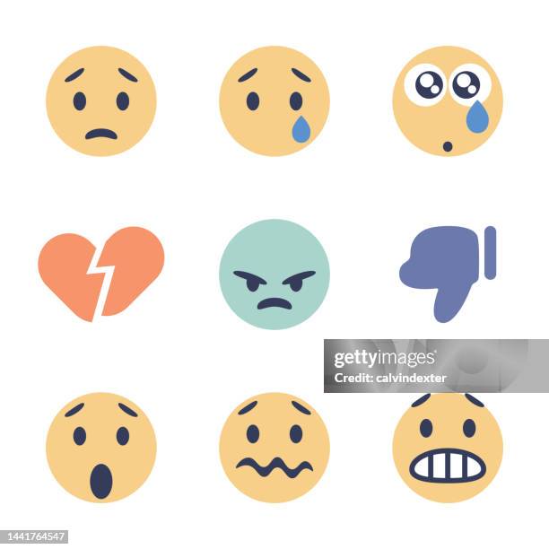 emoticons pack negative emotions - thumbs down emoji stock illustrations
