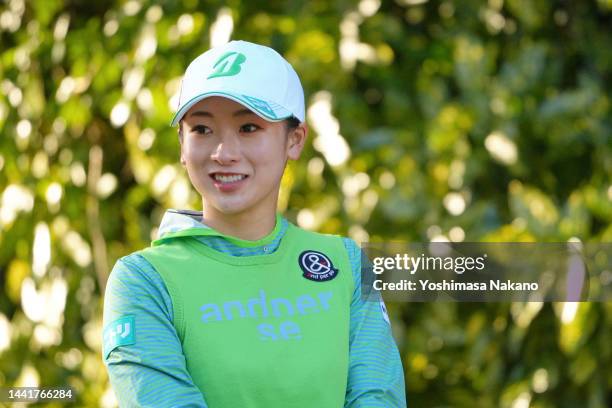 Rei Matsuda of Japan is seen on the 1st tee during the first round of Kyoto Ladies Open at Joyo Country Club on November 16, 2022 in Joyo, Kyoto,...