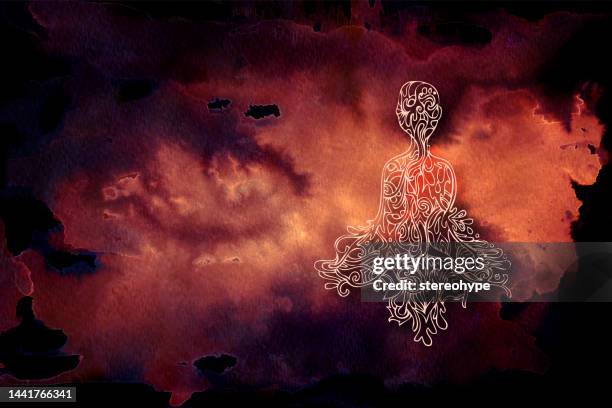 root chakra meditation - lotus position stock illustrations