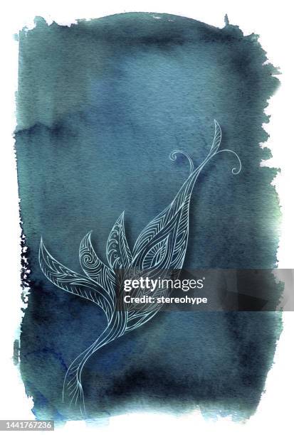indigo flower - vine leaf pattern stock illustrations