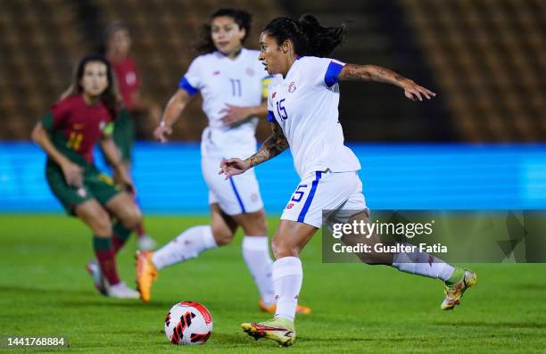 Cristin Granados of Costa Rica in action during the Women's International Friendly match between Portugal and Costa Rica at Estadio do FC Alverca on...