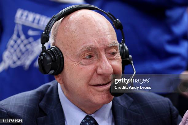 Analyst Dick Vitale calls the game between the Kentucky Wildcats and the Michigan State Spartans during the Champions Classic at Gainbridge...