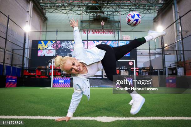 Liv Cooke poses during the A-League Women's 2022-23 Season Launch at Ultra Football on November 16, 2022 in Sydney, Australia.