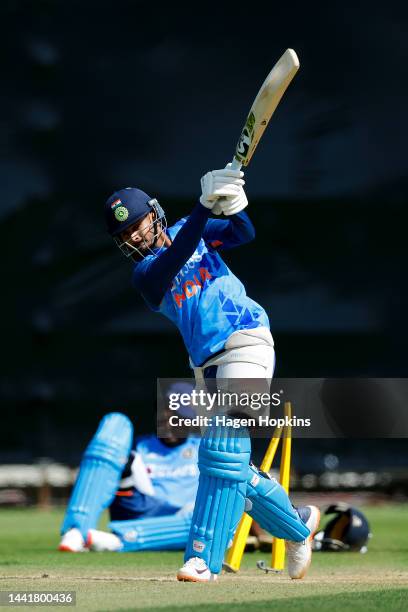 Shreyas Iyer during an India training session ahead of the New Zealand and India T20 International series, at Basin Reserve on November 16, 2022 in...