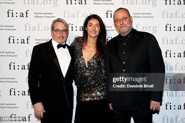 Matthew Broderick, Zofia Borucka and Jean Reno attend the 2022 FIAF Trophée des Arts Gala at The Plaza Hotel on November 15, 2022 in New York City.