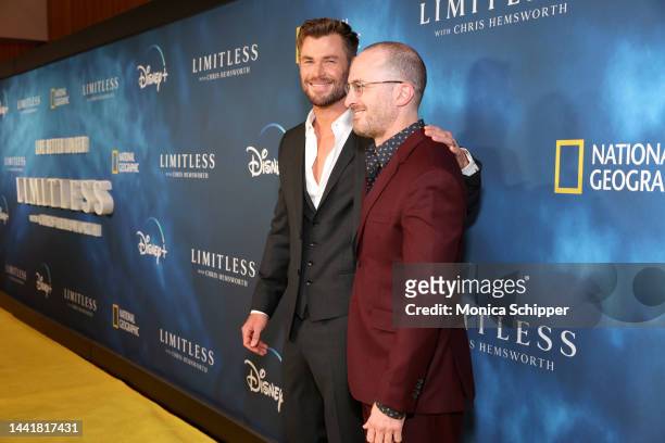 Chris Hemsworth and Darren Aronofsky attend the premiere of the Disney+ original series, from National Geographic, LIMITLESS WITH CHRIS HEMSWORTH, at...