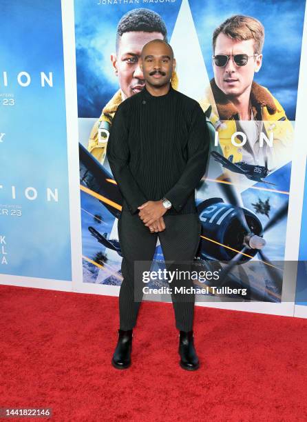 Director J.D. Dillard attends the Los Angeles premiere of "Devotion" at Regency Village Theatre on November 15, 2022 in Los Angeles, California.