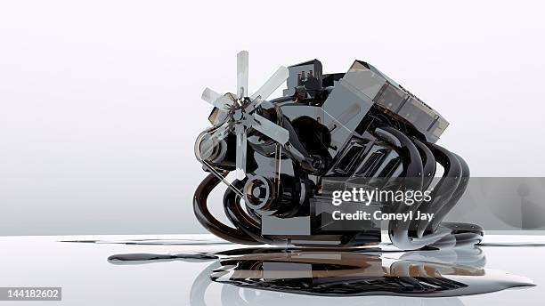 classic v8 petrol engine wt crude oil texture - motorenmodell stock-fotos und bilder