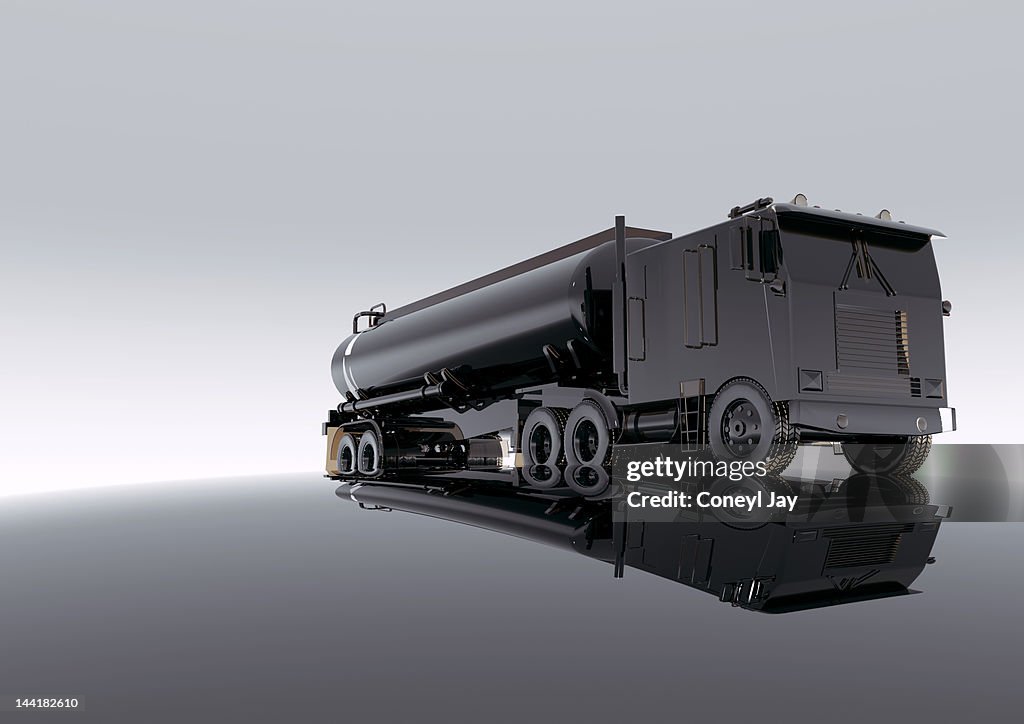 CGI oil tanker truck and trailer crude oil texture