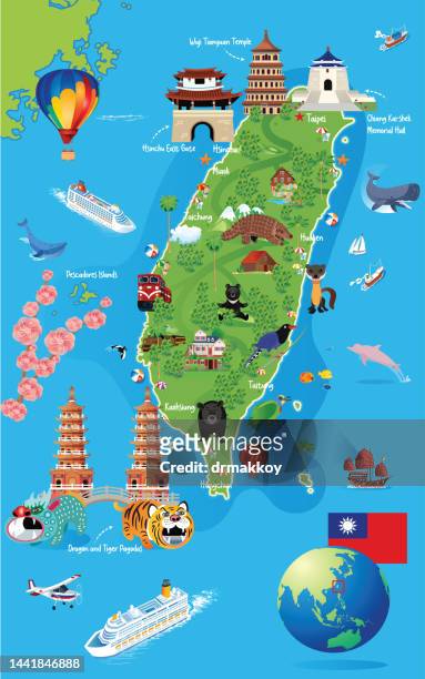 taiwan travel map - taipei map stock illustrations