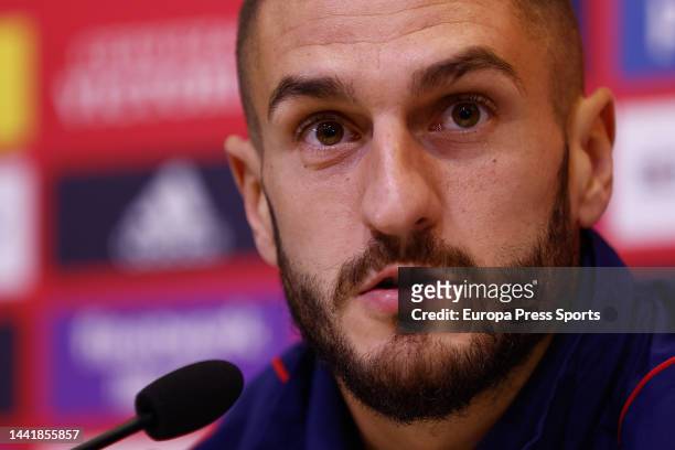 Jorge “Koke” Resurreccion attends during the press conference of Spain before they go to World Cup of Catar at Ciudad del Futbol on november 15 in...