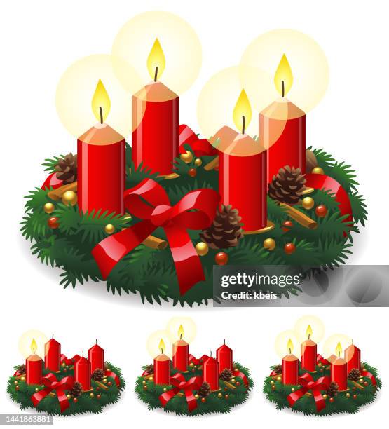 bildbanksillustrationer, clip art samt tecknat material och ikoner med advent wreath - christmas decoration - christmas candle