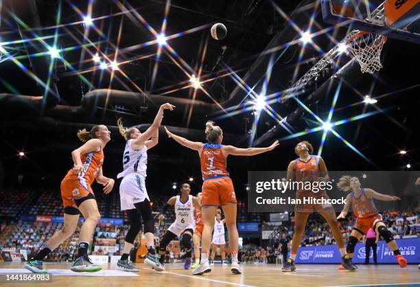 Lauren Jackson of the Flyers takes a shot during the round three WNBL match between Townsville Fire and Southside Flyers at Townsville Entertainment...