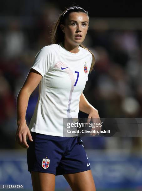 Ingrid Syrstad Engen of Norway in action during the International Friendly between England and Norway at Pinatar Arena on November 15, 2022 in...