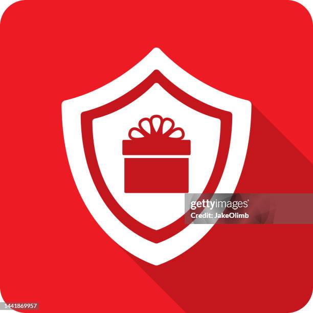 stockillustraties, clipart, cartoons en iconen met shield present icon silhouette - goodie bag