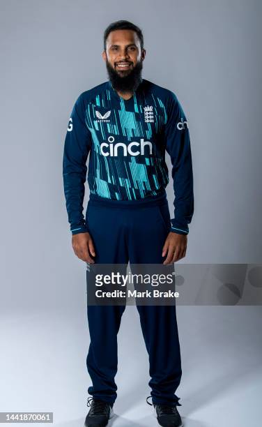 Adil Rashid poses during the England ODI Cricket team headshots session at Pullman Adelaide on November 16, 2022 in Adelaide, Australia.