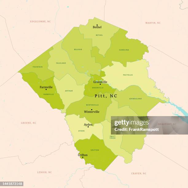 nc pitt county vector map green - greenville north carolina stock illustrations