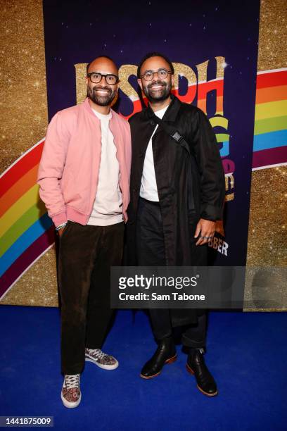Archie Thompson and Danny Thompson attends opening night of Joseph and the Amazing Technicolor Dreamcoat at Regent Theatre on November 16, 2022 in...