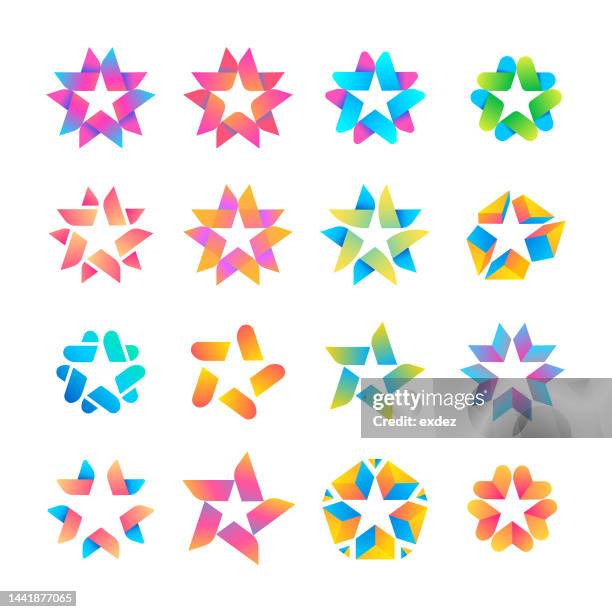 bildbanksillustrationer, clip art samt tecknat material och ikoner med star symbol set - modern konst