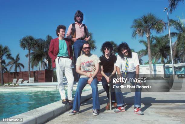 Scottish rock group Nazareth in Florida, June 1980. Left to right: guitarist Zal Cleminson, drummer Darrell Sweet, bassist Pete Agnew, singer Dan...