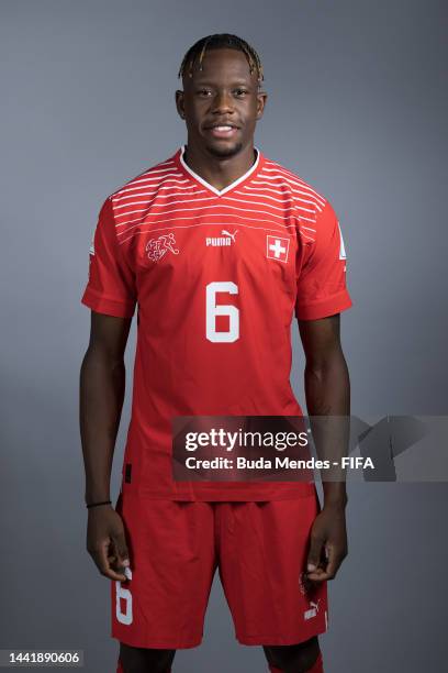 Denis Zakaria of Switzerland poses during the official FIFA World Cup Qatar 2022 portrait session on November 15, 2022 in Doha, Qatar.