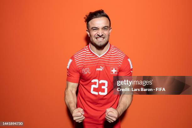 Xherdan Shaqiri of Switzerland poses during the official FIFA World Cup Qatar 2022 portrait session on November 15, 2022 in Doha, Qatar.